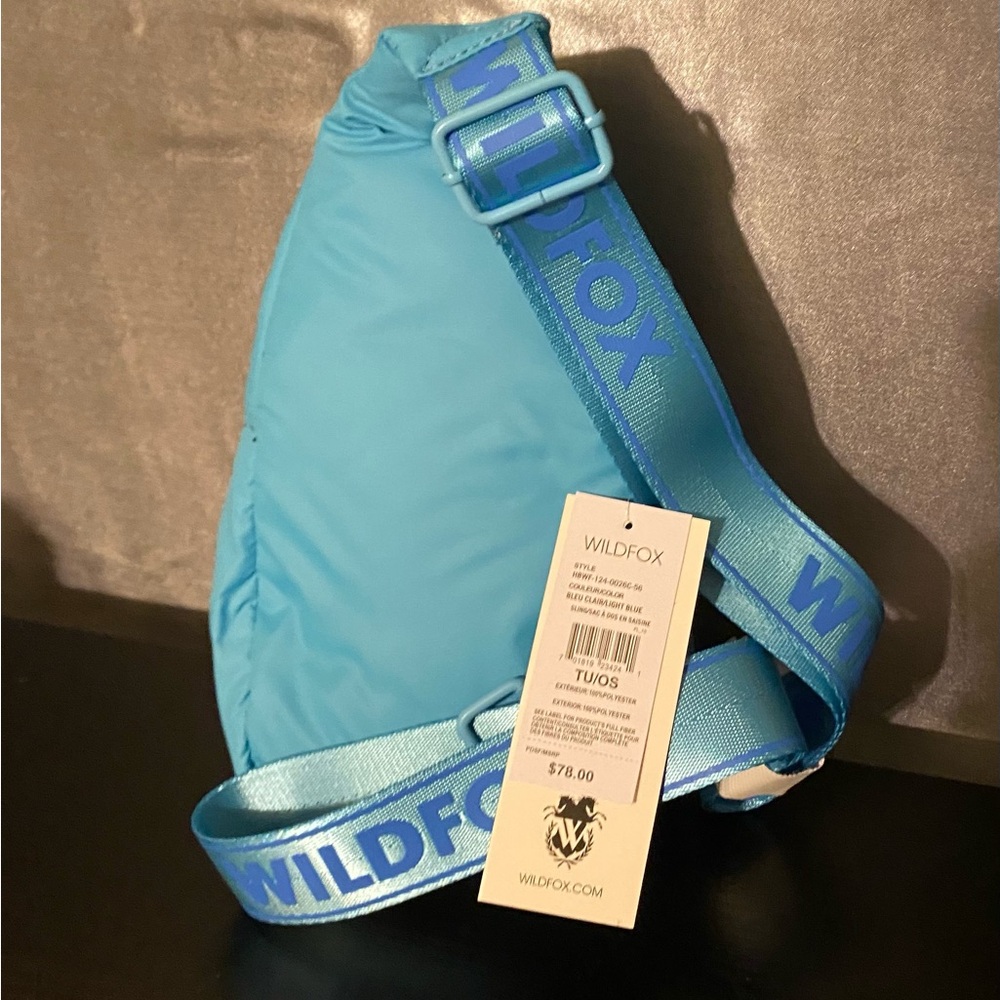 NWT WILDFOX Light Blue Sling Backpack with Crossbody Strap